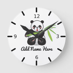 Cute Personalized Panda  Runde Wanduhr