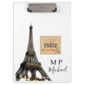 Cute Personalized Paris France Clipboard  Klemmbrett (Vorderseite)