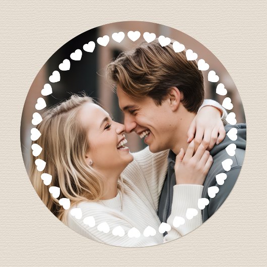 Cute Personalized Photo Custom Color Love Heart Runder Aufkleber