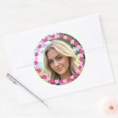 Cute Personalized Photo Love Heart Pink Runder Aufkleber (Umschlag)