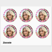 Cute Personalized Photo Love Heart Pink Runder Aufkleber (Blatt)
