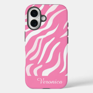 Cute Personalized Pink Zebra Print iPhone  iPhone 16 Hülle