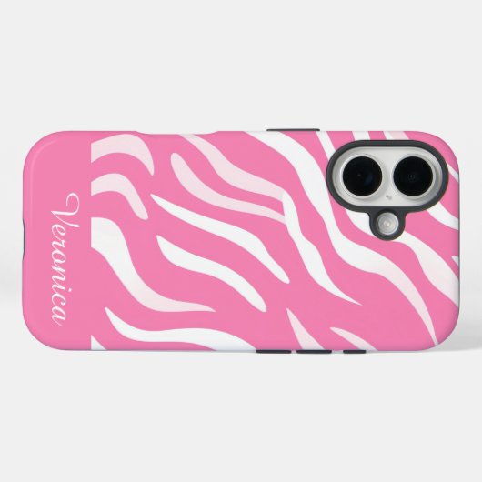 Cute Personalized Pink Zebra Print iPhone Case-Mate iPhone Hülle (Rückseite (Horizontal))