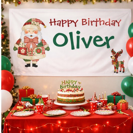 Cute Personalized Santa Christmas Holiday Banner