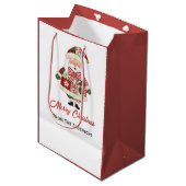 Cute Personalized Santa Christmas Holiday Mittlere Geschenktüte (Vorderseite Schrägansicht)
