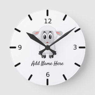 Cute Personalized Sheep Runde Wanduhr