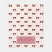 Cute Personalized Striped Bow Pattern Christmas Fleecedecke (Vorderseite)