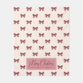 Cute Personalized Striped Bow Pattern Christmas Fleecedecke (Vorderseite)