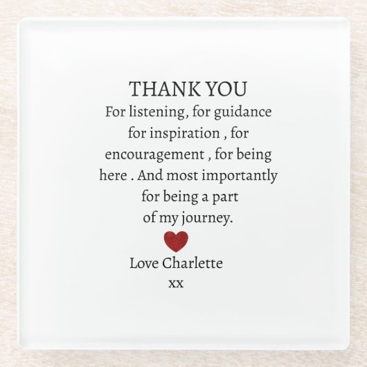 cute personalized thank you love  glasuntersetzer (Vorderseite)
