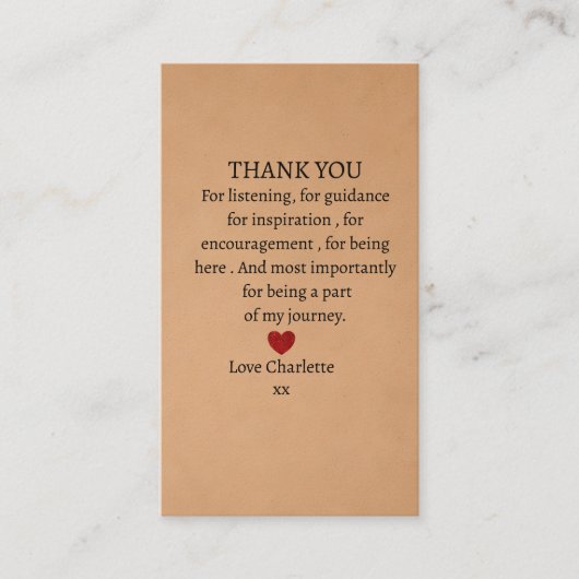 cute personalized thank you love  visitenkarte (Vorderseite)