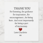cute personalized thank you love  weinetikett (Einzelnes Label)