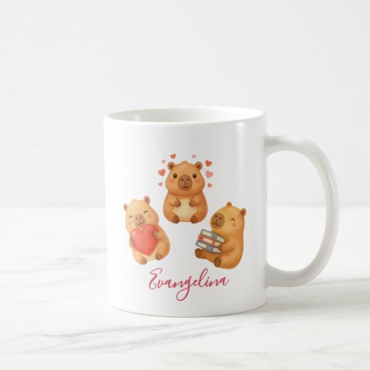 Cute Personalized Watercolor Capybara Kaffeetasse (Rechts)