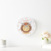 Cute Personalized Watercolor Lion Baby Nursery Kid Runde Wanduhr (Zuhause)