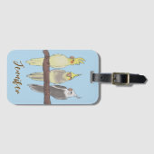 Cute Pet Cockatiels Flock on Perch Bird Lover Gepäckanhänger (Vorderseite (Horizontal))