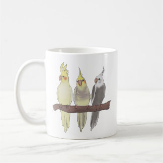 Cute Pet Cockatiels Flock on Perch Bird Lover Kaffeetasse