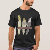 Cute Pet Cockatiels Flock on Perch Bird Lover T-Shirt (Vorderseite)
