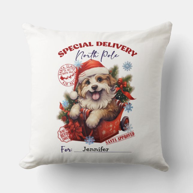Cute Pet Dog Christmas Throw Pillow Kissen (Vorderseite)