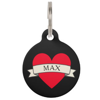 Cute Pet ID Tag - Custom Name with Funny Heart Haustiermarke