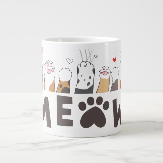 Cute Pet Paw Love Mug Jumbo-Tasse (Vorderseite)