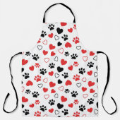 Cute Pet Paw Print and Heart Pattern Kitchen Apron Schürze (Vorderseite)