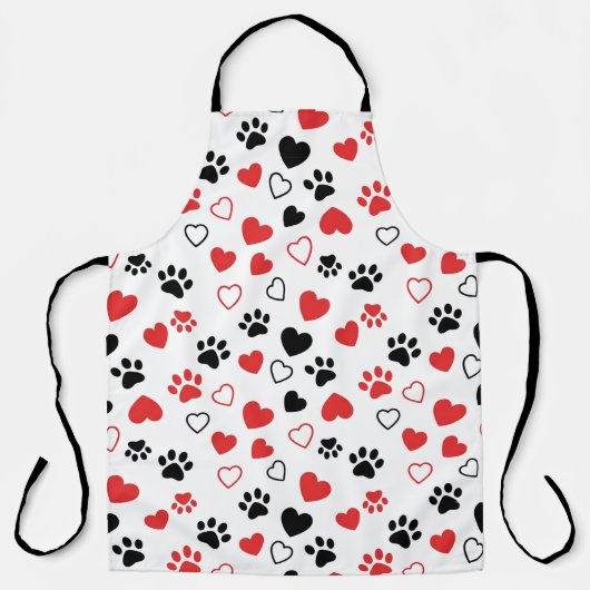 Cute Pet Paw Print and Heart Pattern Kitchen Apron Schürze (Vorderseite)