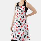 Cute Pet Paw Print and Heart Pattern Kitchen Apron Schürze (InSitu)
