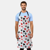 Cute Pet Paw Print and Heart Pattern Kitchen Apron Schürze (Getragen)