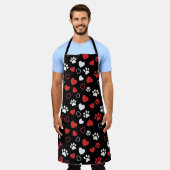 Cute Pet Paw Print and Heart Pattern Kitchen Apron Schürze (Getragen)
