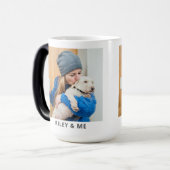 Cute Pet Simple Modern Photo And Name Mug Verwandlungstasse (Vorderseite Links)