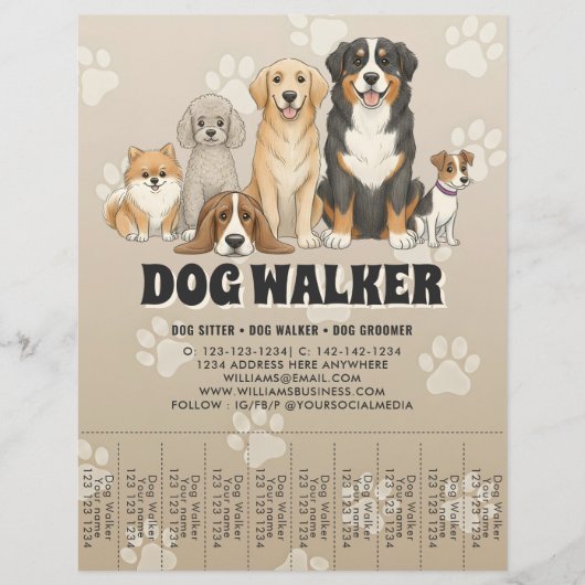 Cute Pet Sitting Dog Walker Custom Promotional Flyer (Vorne)