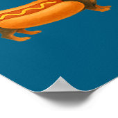 Cute Petite Christmas Funny Hot Dog Dachshund Poster (Ecke)