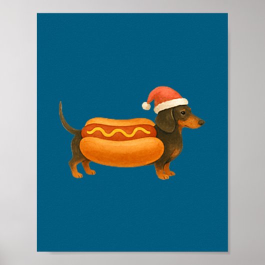 Cute Petite Christmas Funny Hot Dog Dachshund Poster (Vorne)