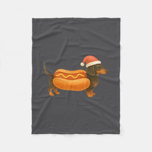 Cute Petite Christmas Funny Hot Dog Dachshund Prem Fleecedecke (Vorderseite)