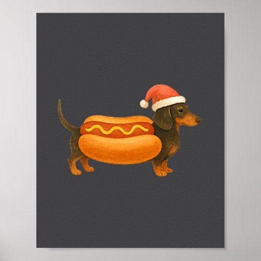Cute Petite Christmas Funny Hot Dog Dachshund Prem Poster (Vorne)