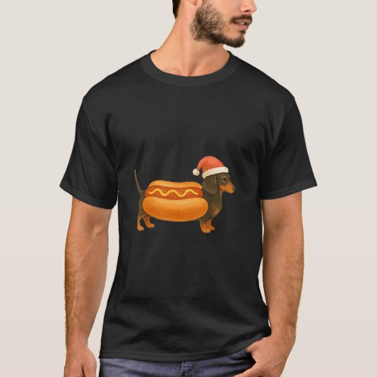 Cute Petite Christmas Funny Hot Dog Dachshund Prem T-Shirt (Vorderseite)
