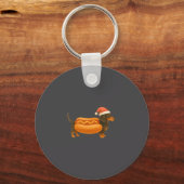 Cute Petite Christmas Funny Hot Dog Dachshund Schlüsselanhänger (Vorderseite)