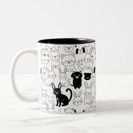 Cute Pets Pattern Mug Zweifarbige Tasse (Links)