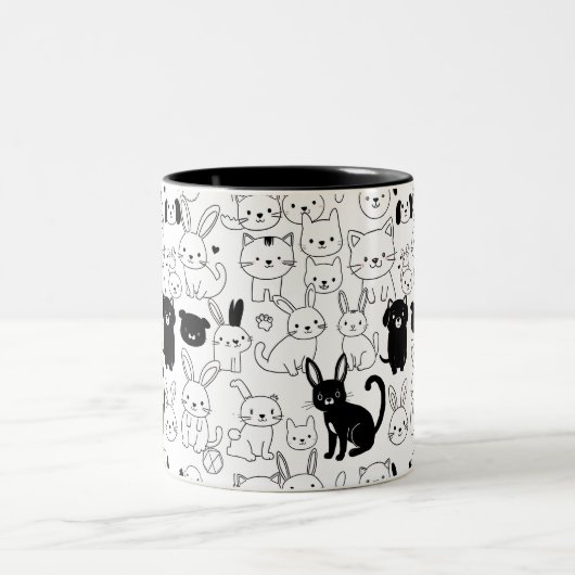 Cute Pets Pattern Mug Zweifarbige Tasse (Mittel)