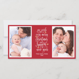 Cute Photo Collage Christmas Cards - 2 Photos Feiertagskarte