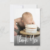 Cute photo handlettering 1st birthday Custom note Dankeskarte (Vorderseite)