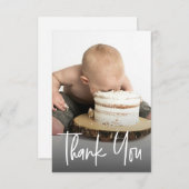 Cute photo handlettering 1st birthday Custom note Dankeskarte (Vorne/Hinten)