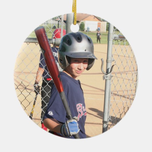 Cute Photo Keepsake Baseball Personalized  Keramik Ornament (Hinten)