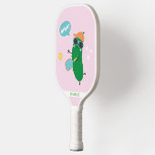 Cute Pickles playing Pickleball Pink Schläger (Links)