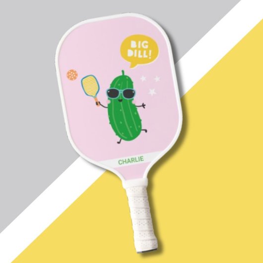 Cute Pickles playing Pickleball Pink Schläger