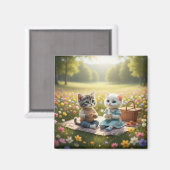 Cute Picnic Cat Magnet | Tom & Luna Spring Picnic  (Vorderseite/Rückseite)