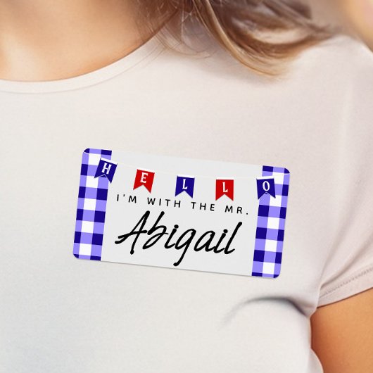 Cute Picnic Gingham Bride’s Family Name Tag