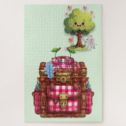 Cute Picnic Love Tree Elephant Puzzles  (Vertikal)