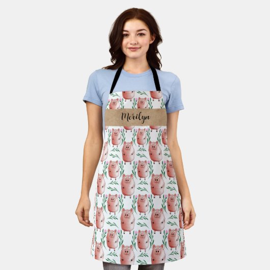 Cute Pig Apron –Farm Animal Kitchen & Baking Apron Schürze (Getragen)