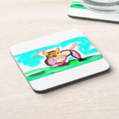 Cute pig art  getränkeuntersetzer (Linke Seite)