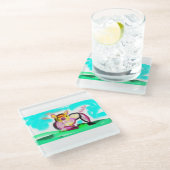 Cute pig art  glasuntersetzer (Schrägansicht)